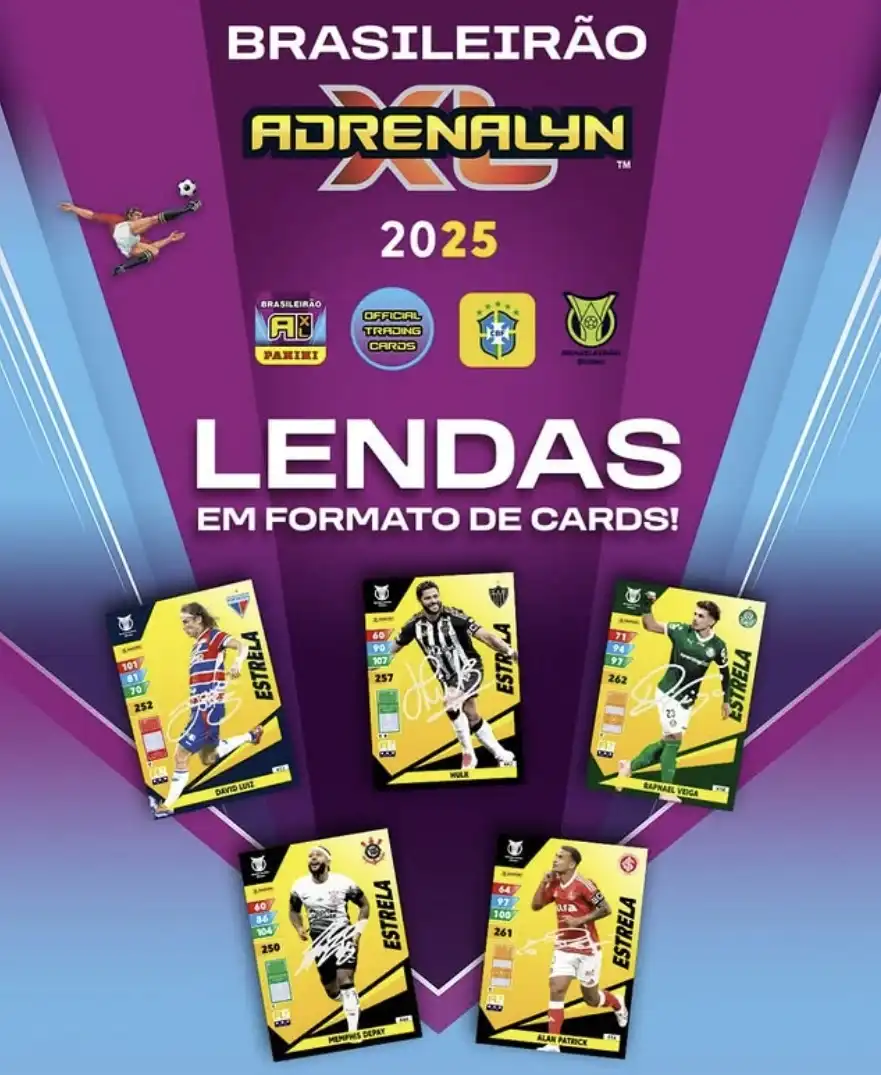 Cards de Lendas Panini Brasileirão 2025 Adrenalyn XL.