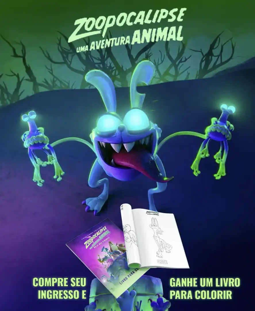 Este é um pôster promocional do filme Zoopocalipse: Uma Aventura Animal.