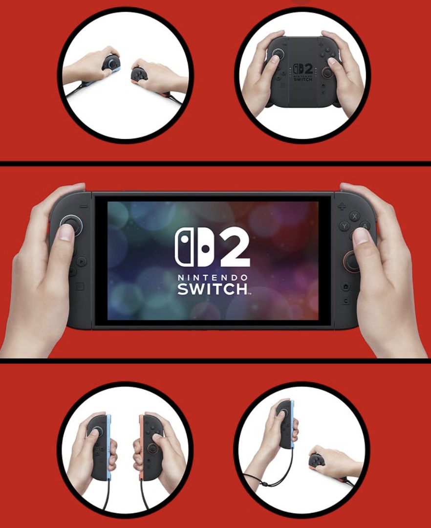 Mãos segurando os Joy-Cons em modo multiplayer para um jogo de movimento.